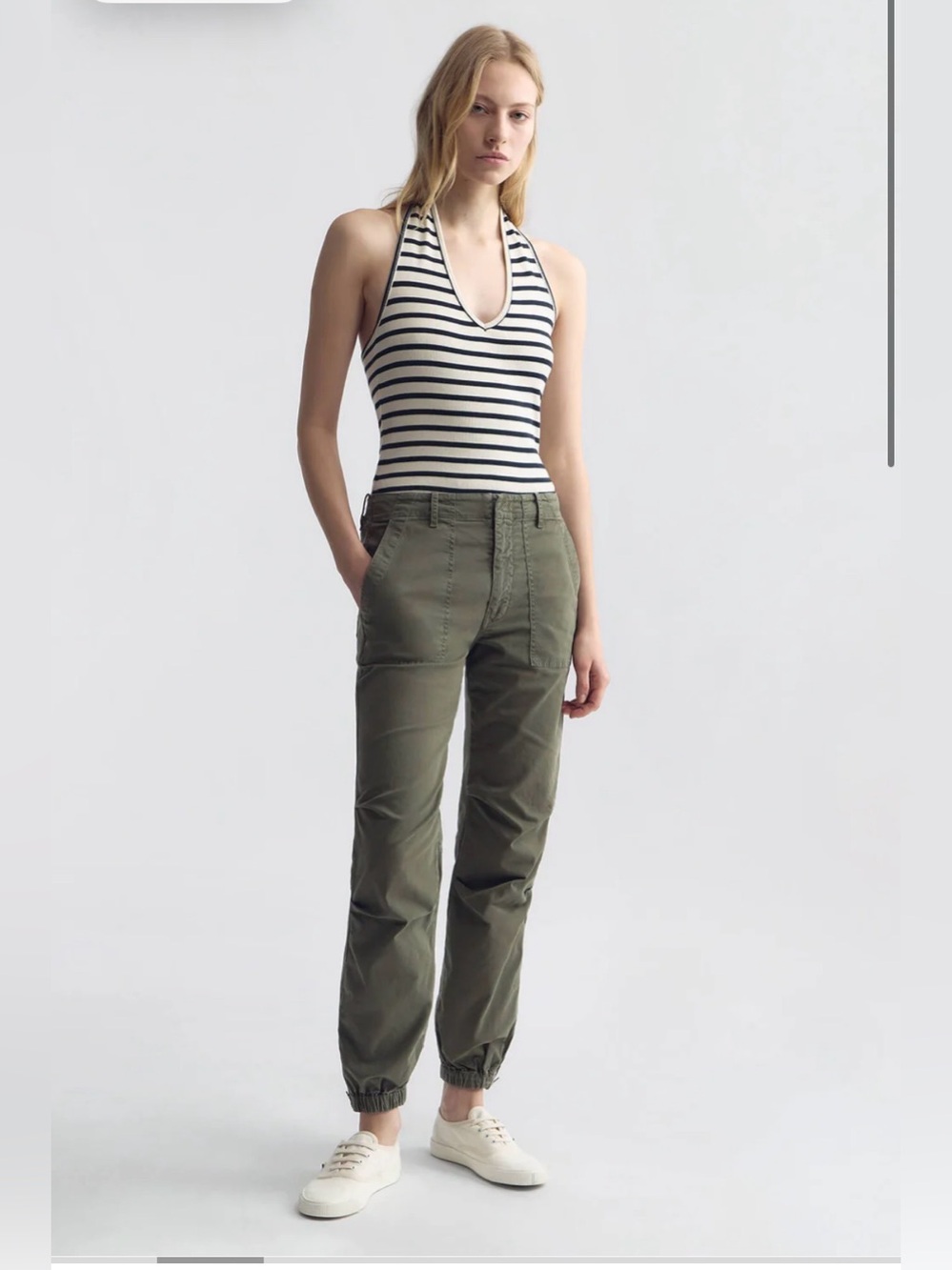 Nili Lotan Utility Cotton pant in thyme green size 4